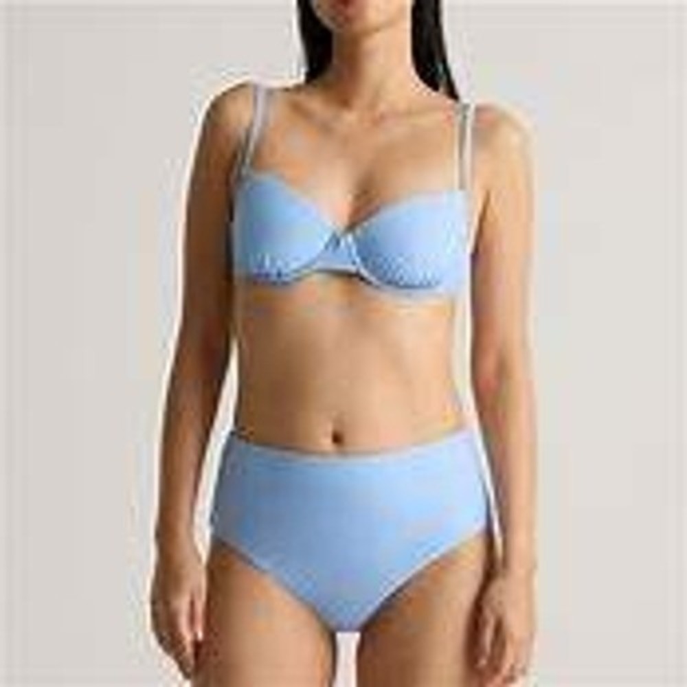 Quince Blue Italian Demi Bikini Top‎ Sz L NWTS -TOP ONLY-